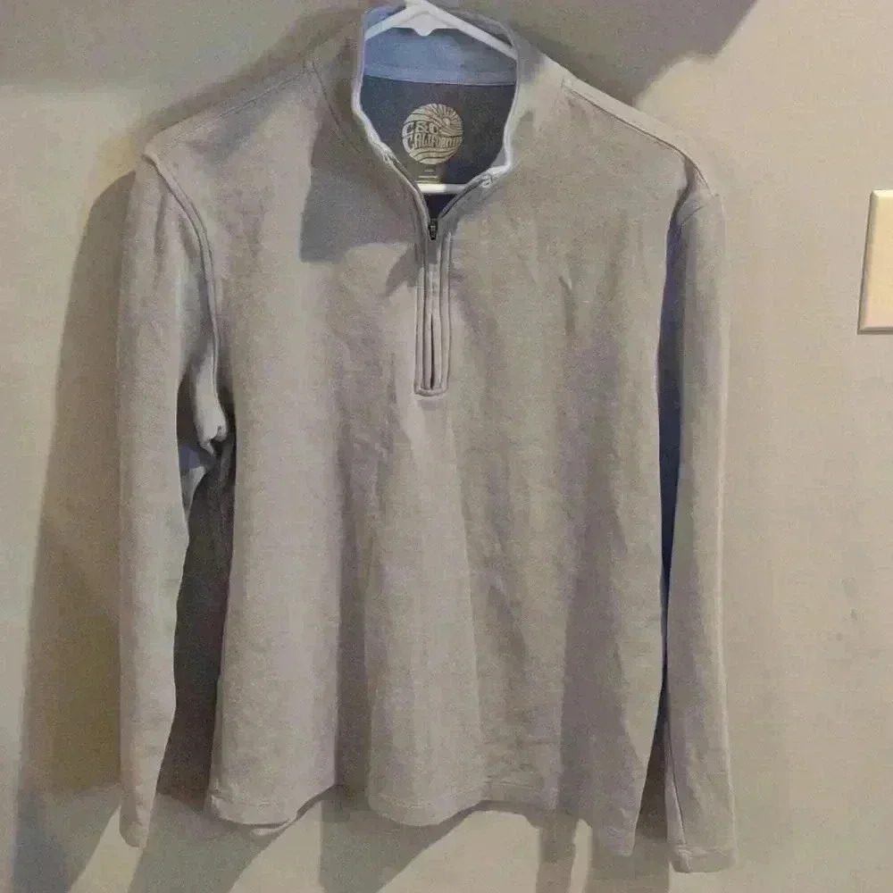 C&C California gray long sleeve 3/4 zip polo shirt‎ mens medium